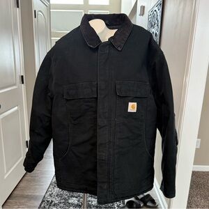 Vintage Carhartt Chore Jacket Coat CO3 Blk Sz 50 2XL Black Quilted Lined Pockets